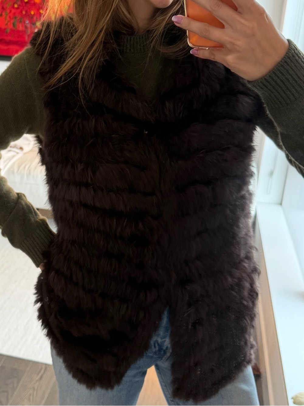 Chocolate Rabbit Fur Vest - Picture 2 of 6